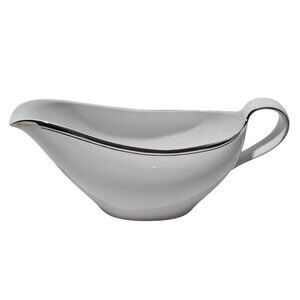 Fukagawa Platinum 900P Gravy Boat 8" Japan mid century modern handpainted silver